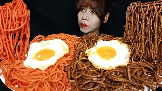 Eating black bean noodles and schezwan noodles । black bean noodles schezwan noodles eating mukbang [upl. by Marjory]