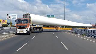 Wind Turbine Blade Transport In Critical Turning [upl. by Greenland]