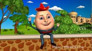 Humpty Dumpty  3D Animation English Nursery Rhyme songs For Children with Lyrics [upl. by Ennairda]