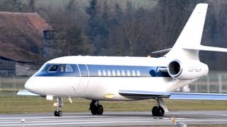 Dassault Falcon 2000EX Fullpower takeoff at airport BernBelp HD [upl. by Ilene1]