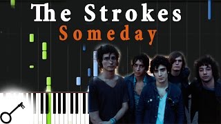 The Strokes  Someday Piano Tutorial Synthesia  passkeypiano [upl. by Dracir]