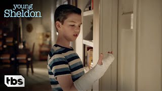 Sheldon Gets A Cast Clip  Young Sheldon  TBS [upl. by Janella]