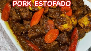 PORK ESTOFADO in PINEAPPLE JUICE  Try this recipe sauce pa lang ulam na  Pinoy Simple Cooking [upl. by Nahgen]