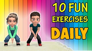 10 Fun Daily Exercise For Kids To Do At Home [upl. by Eille165]