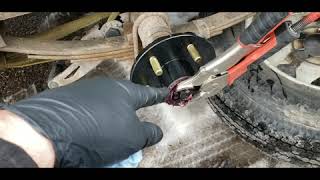 How to replace the wheel hub spindle on a trailer axle wheel bearing assembly [upl. by Iemaj]