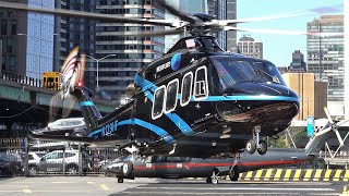 Luxurious AgustaWestland AW139 landing amp takeoff at New York East 34th heliport  helicopter [upl. by Juley644]