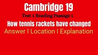 How tennis rackets have changed Reading Answer I Explanation I Location  Cambridge 19 Test 1 [upl. by Tuchman708]