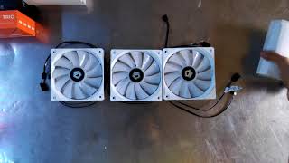 IDCOOLING XF12025RGB TRIO CASE FANS SNOW EDITION  UNBOXING amp INSTALLATION  DarkFlash Pollux [upl. by Kessler]