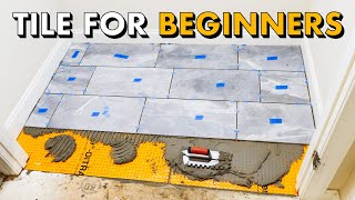 Installing TILE FLOOR for the FIRST TIME 🛠 How To Lay Tile Floor [upl. by Renckens814]