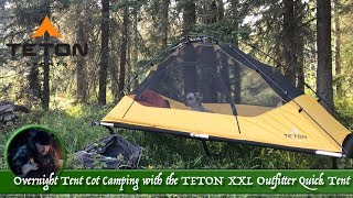 Overnight Tent Cot Camping with the TETON XXL Outfitter Quick Tent [upl. by Anirual]