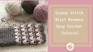 Crochet Granny Stitch Wrist Warmers Tutorial by Loopy Mabel [upl. by Renmus]