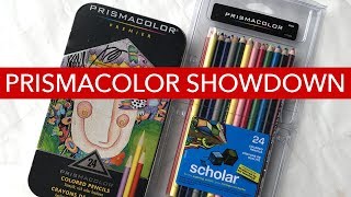 Prismacolor Showdown Premier vs Scholar Colored Pencils [upl. by Dadinirt619]