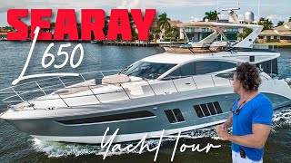 Charter Tour of the 2017 SEARAY L650 flybridge  2000000 Sea Ray L650 Yacht tour [upl. by Israel]