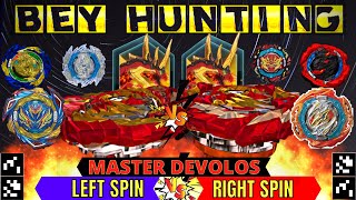 BEYHUNTING  MASTER DEVOLOS RIGHT SPIN VS MASTER DEVOLOS LEFT SPIN  BEYBLADE BURST APP  4K [upl. by Eimile]