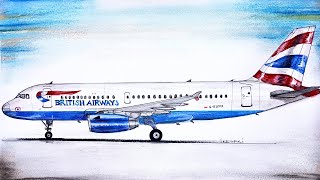 Speed Drawing British Airways Airbus A319 [upl. by Lanfri]