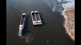 Aerial view of Mississippi river barges [upl. by Turino930]