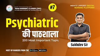 Psychiatric की पाठशाला 7  Most Important MCQ In Psychiatric Nursing  TNC Experts [upl. by Eri]