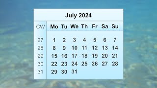 July 2024 Calendar [upl. by Otir]