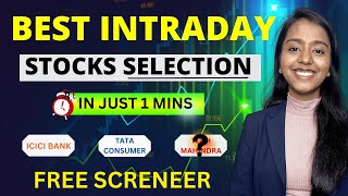 How To Select Stocks For Intraday Trading  FREE SCREENER  Find Best Stocks In 1 Min [upl. by Oaht]