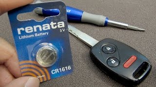 How to Replace Honda Key Fob Battery on Accord Civic CRV Pilot Ridgeline  CR1616 Change 2006 [upl. by Michiko]