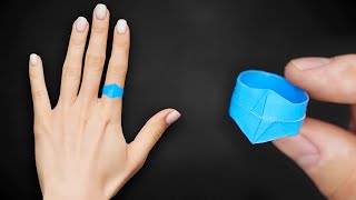 How to make a PAPER RING  Origami  NO CUT  NO GLUE [upl. by Yard]