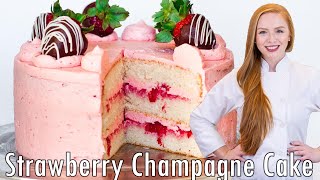 The Best Strawberry Champagne Cake Recipe  with Strawberry Buttercream [upl. by Teodor842]