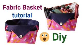 Fabric Basket TutorialBest use of scrap fabricdiystitchfabric funsewing technology [upl. by Leith]