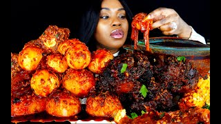 CAJUN BOILED EGG amp OXTAIL MUKBANG  SPICY CAJUN SEAFOOD BOIL SAUCE  EGG BOIL MUKBANG  ASMR EATING [upl. by Katonah206]