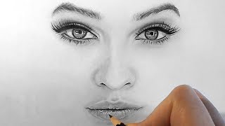 How to draw shade realistic eyes nose and lips with graphite pencils  Step by Step [upl. by Ettelliw]