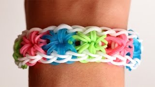 Rainbow Loom English  STARBURST  Loom Bands easy how to DIY [upl. by Balcer]