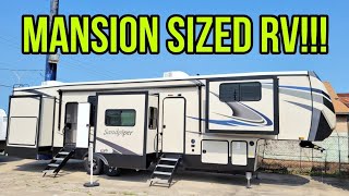 Check out this MASSIVE Fifth Wheel RV Sandpiper 38FKOK [upl. by Annanhoj]