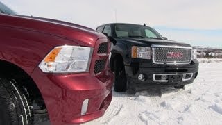 2013 GMC Sierra Denali vs Ram 1500 Pickup Compared [upl. by Rhianon544]