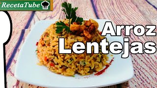 Cómo hacer ARROZ CON LENTEJAS muy FÁCIL en casa receta casera  Recetatube [upl. by Henghold]