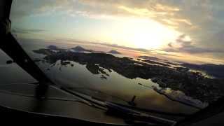 Wideroe Dash 8300 cockpit view landing Florø Norway [upl. by Durware]