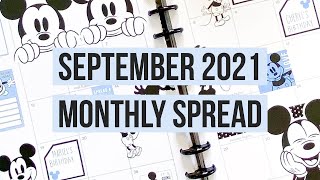 Plan With Me  September 2021 Monthly Spread  Disney Page  Big Happy Planner [upl. by Ashby590]