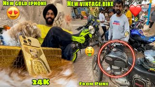 Apna New GOLD iPhone unbox kar diya ❤️ or Pune se apni Pehli Vintage Bike train se nikal gayi 😍 [upl. by Adieno]