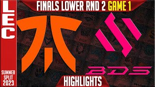 FNC vs BDS Highlights Game 1  LEC Summer 2023 Finals Lower RND 2  Fnatic vs Team BDS G1 [upl. by Eatnad]