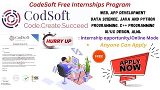 internship🔥 from codesoft in any languages for 1 month or 2 month🖋 as well as wevelopment course [upl. by Nafri]