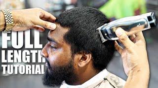 FULL LENGTH HAIRCUT TUTORIAL DROP FADE CROP TOP  BEARD TRIM [upl. by Charissa]