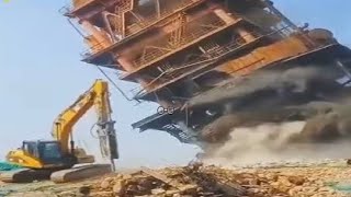 1 Hour Building Demolition Compilation  Excavator crasher machine at demolition on construction [upl. by Olivia]