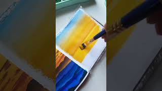 Paint Golden Field  Radiant Landscape on Square sketchbook art menorahsketchbook painting [upl. by Figone]