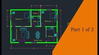 Making a simple floor plan in AutoCAD Part 1 of 3 [upl. by Farris554]