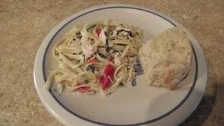 Chicken Fettuccine Alfredo w Spinach amp Red Bell Peppers [upl. by Pratte71]