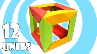 Modular Origami Cube Tutorial 12 units Tomoko Fuse [upl. by Adnilemreh493]