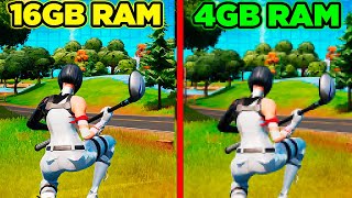 É POSSIVEL JOGAR FORTNITE COM 4GB RAM VS 6GB RAM VS 8GB RAM VS 12GB RAM VS 16GB RAM [upl. by Luapleahcim]