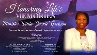 Celebration of Life for Minister Willia “Jackie” Jackson [upl. by Dodd]