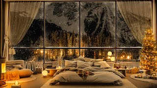 ❄Softy Winter Night in Cozy Bedroom With Cracking Fireplace and Smooth Jazz  Piano Music for Relax [upl. by Prescott474]