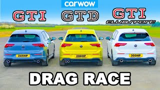 VW Golf GTI v Clubsport v GTD DRAG RACE [upl. by Jehiah]