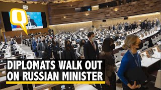 Ukraine Crisis  Over 100 Diplomats Walk Out On Russian Foreign Ministers Speech at UN Session [upl. by Nylodnew]