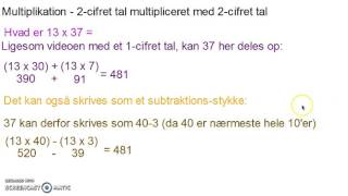 Multiplikation  2cifret tal multipliceret med 2cifret tal [upl. by Sclater]